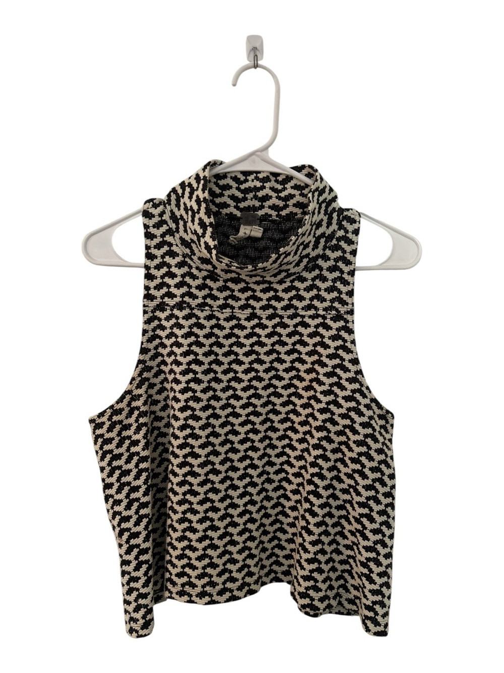 We The Free Black and White Sleeveless Cowl Neck Sweater Tank